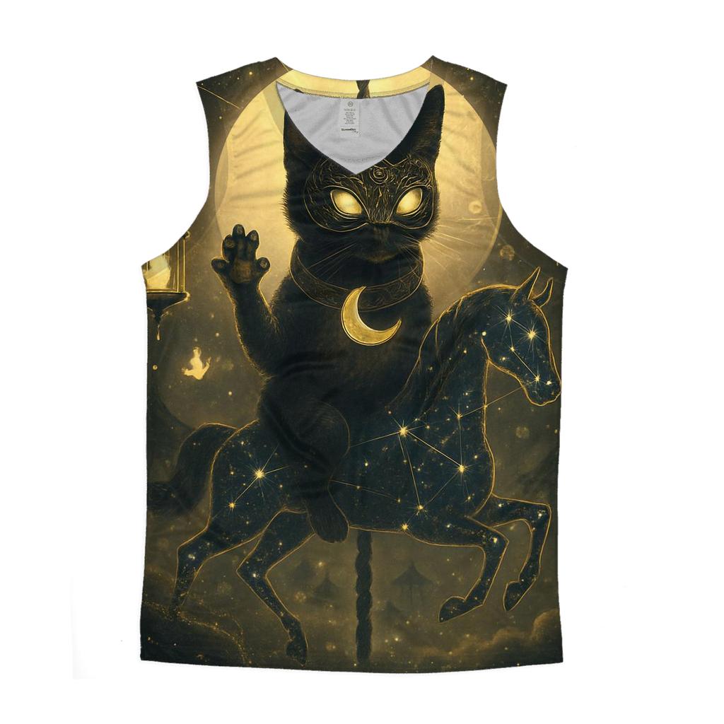 Midnight Carousel Guardian Cat designer workout tanks