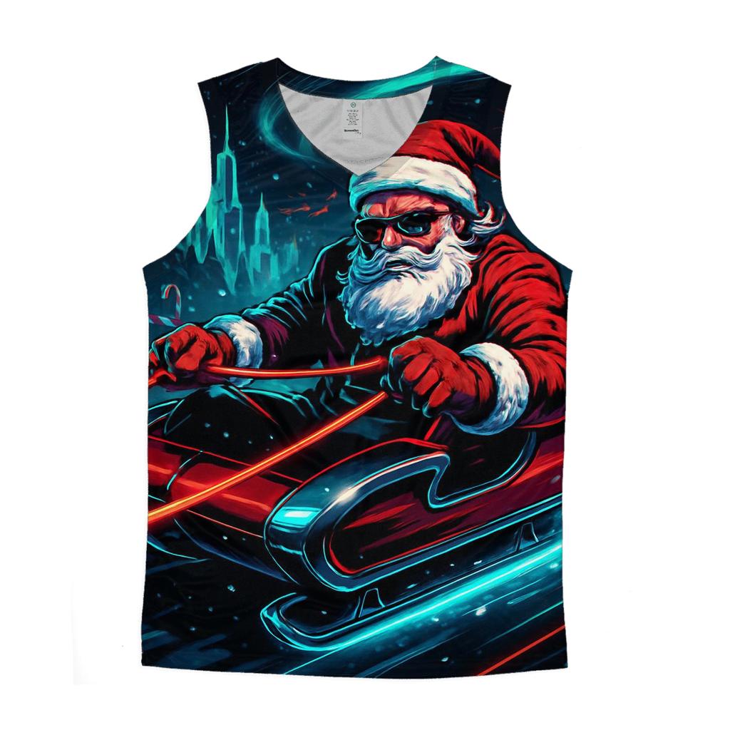 Neon Night Sleigh Drift Santa cotton sleeveless tops