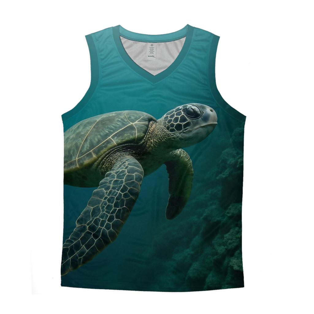 Reef Edge Patrol Green Sea Turtle casual summer tank tops
