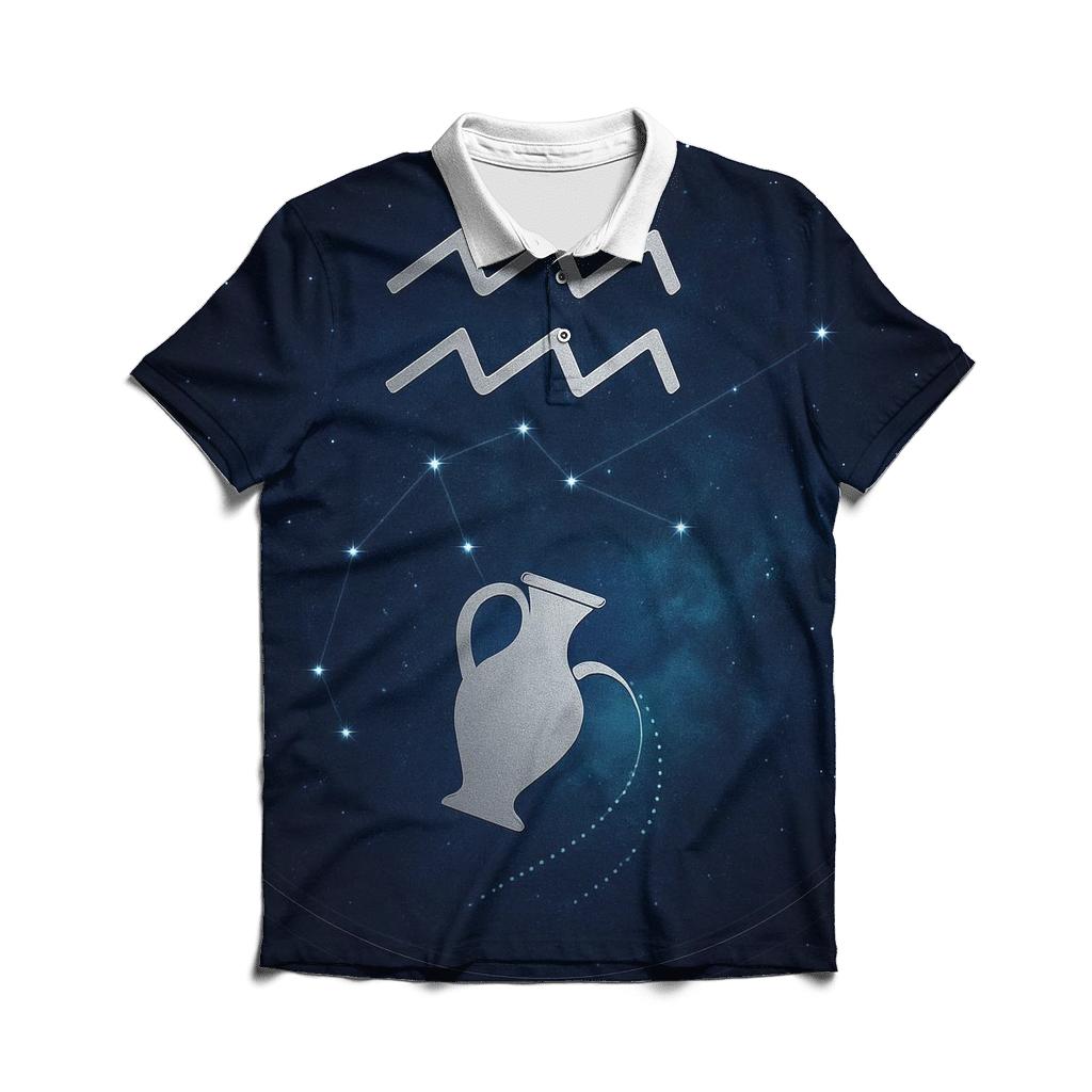 Aquarius Orbital Water Bearer Star Chart designer slim fit polos