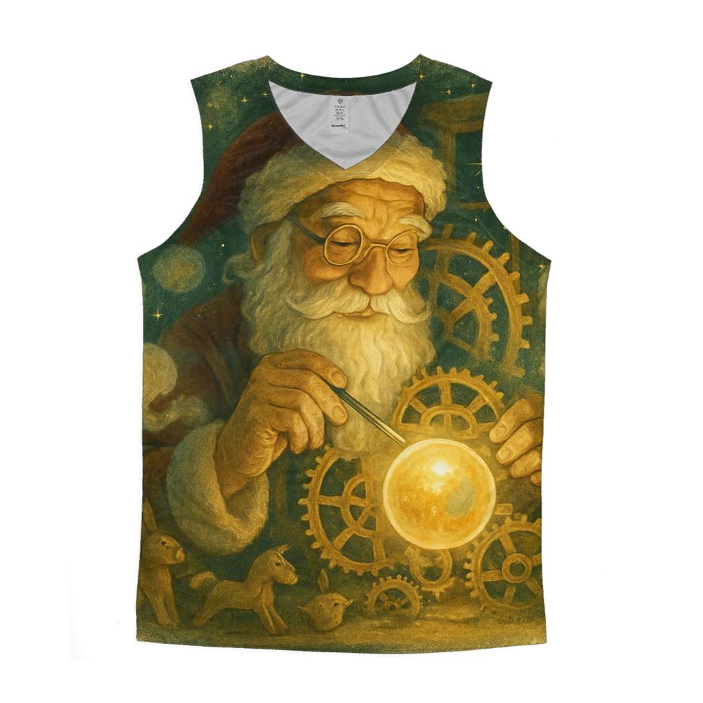 Starlit Workshop Clockmaker Santa trendy fitted tank tops