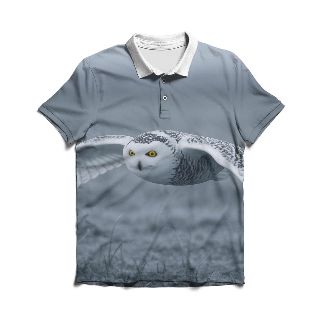Frostline Forager Snowy Owl personalized polo shirts