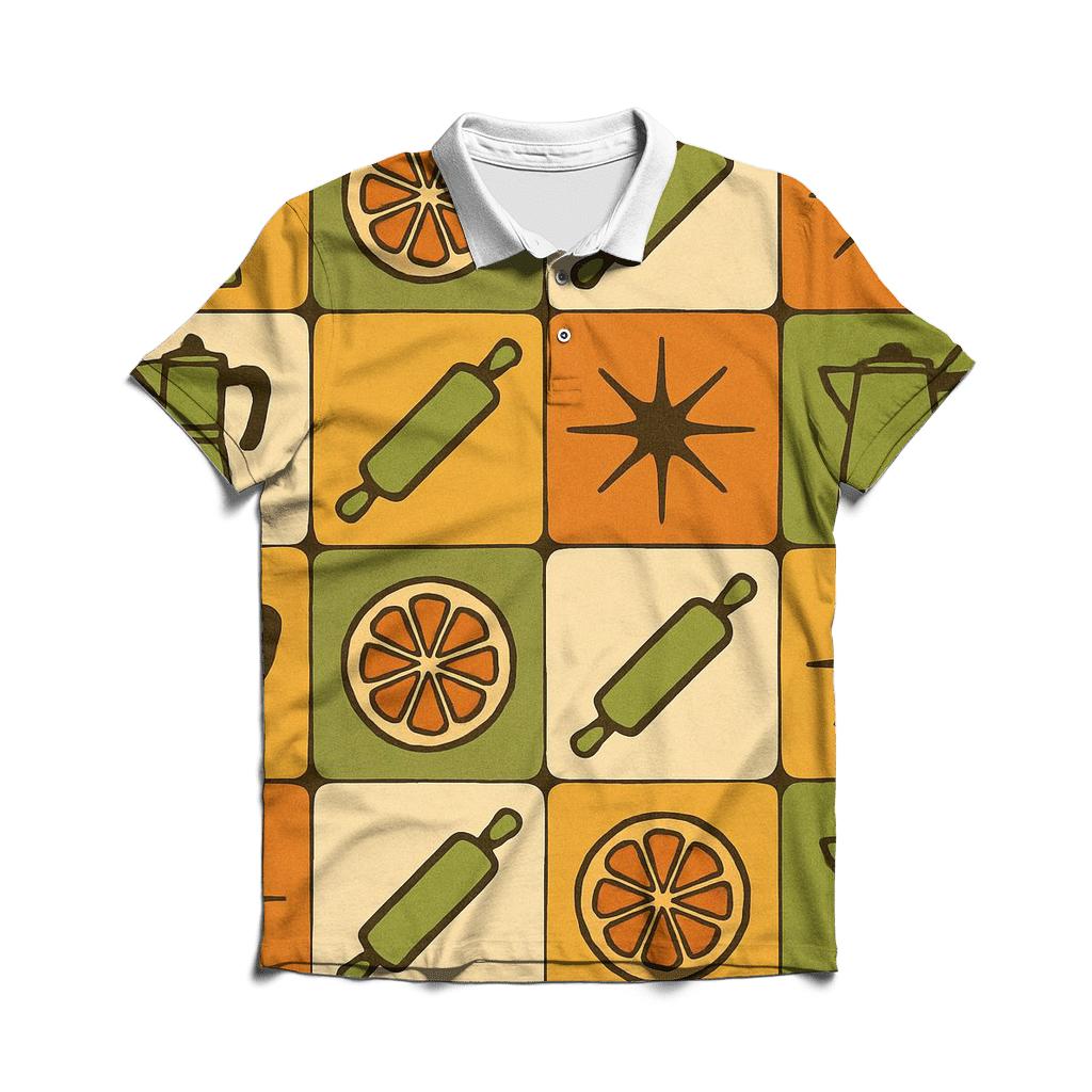 Groovy Kitchen Tile Patchwork stylish collar polo tees
