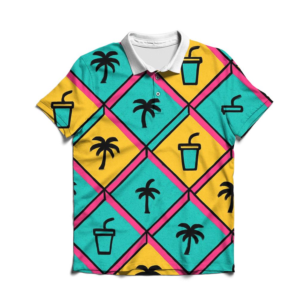 Mall Food Court Neon Tiles stylish collar polo tees