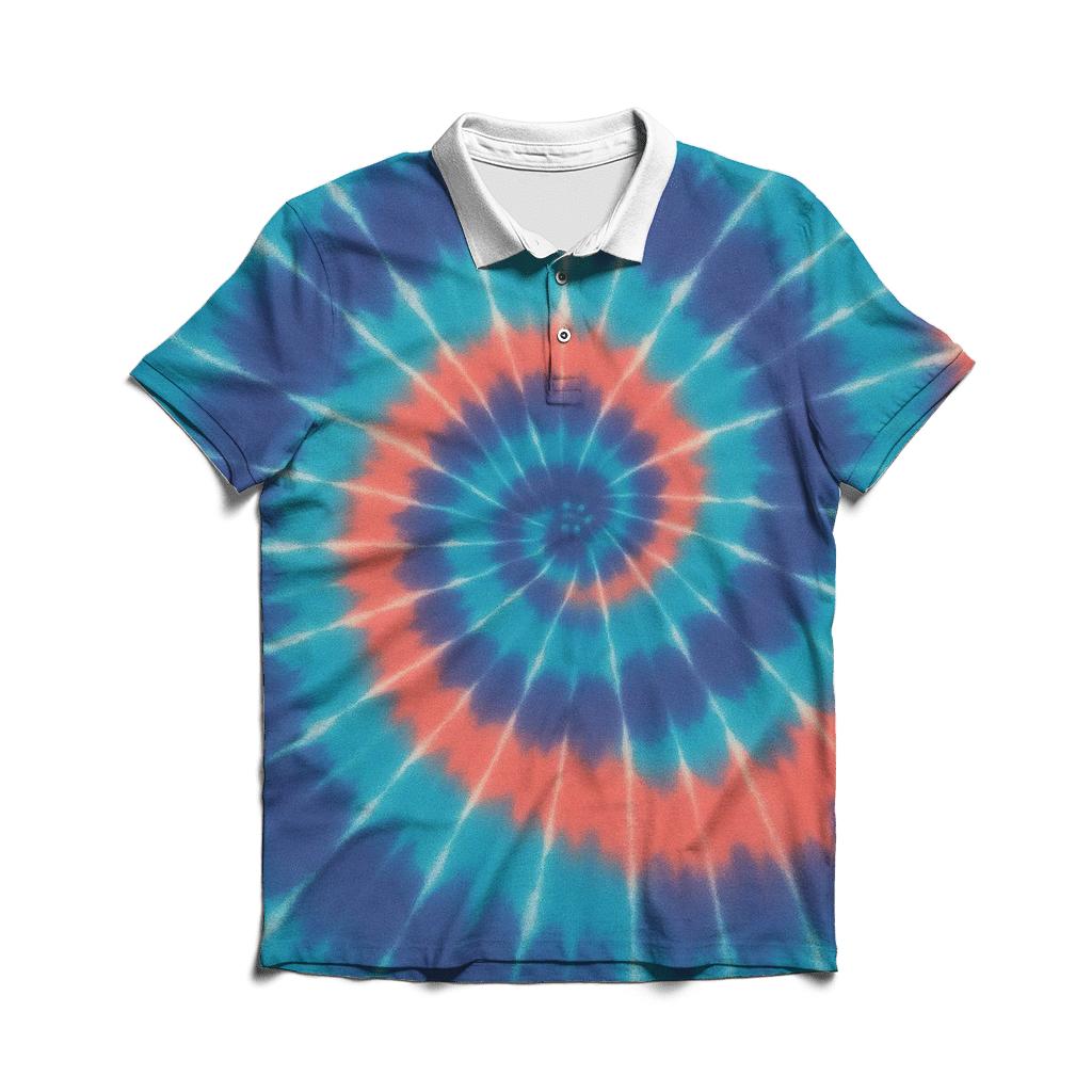 Aurora Spiral Overdye Vortex casual sports polo shirts