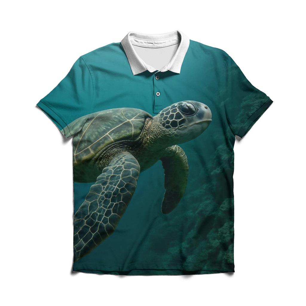 Reef Edge Patrol Green Sea Turtle branded logo polo shirts