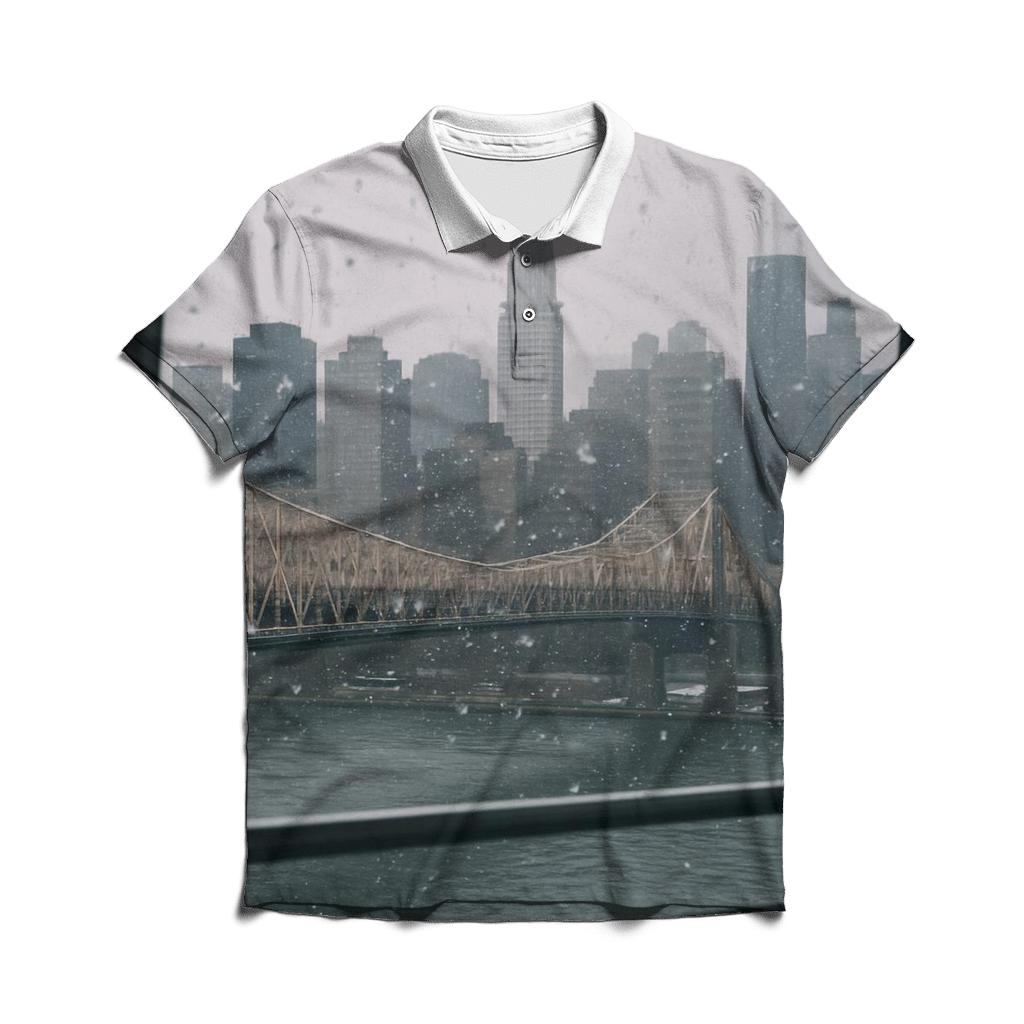 First Snowfall From Roosevelt Island Tramline View casual sports polo shirts