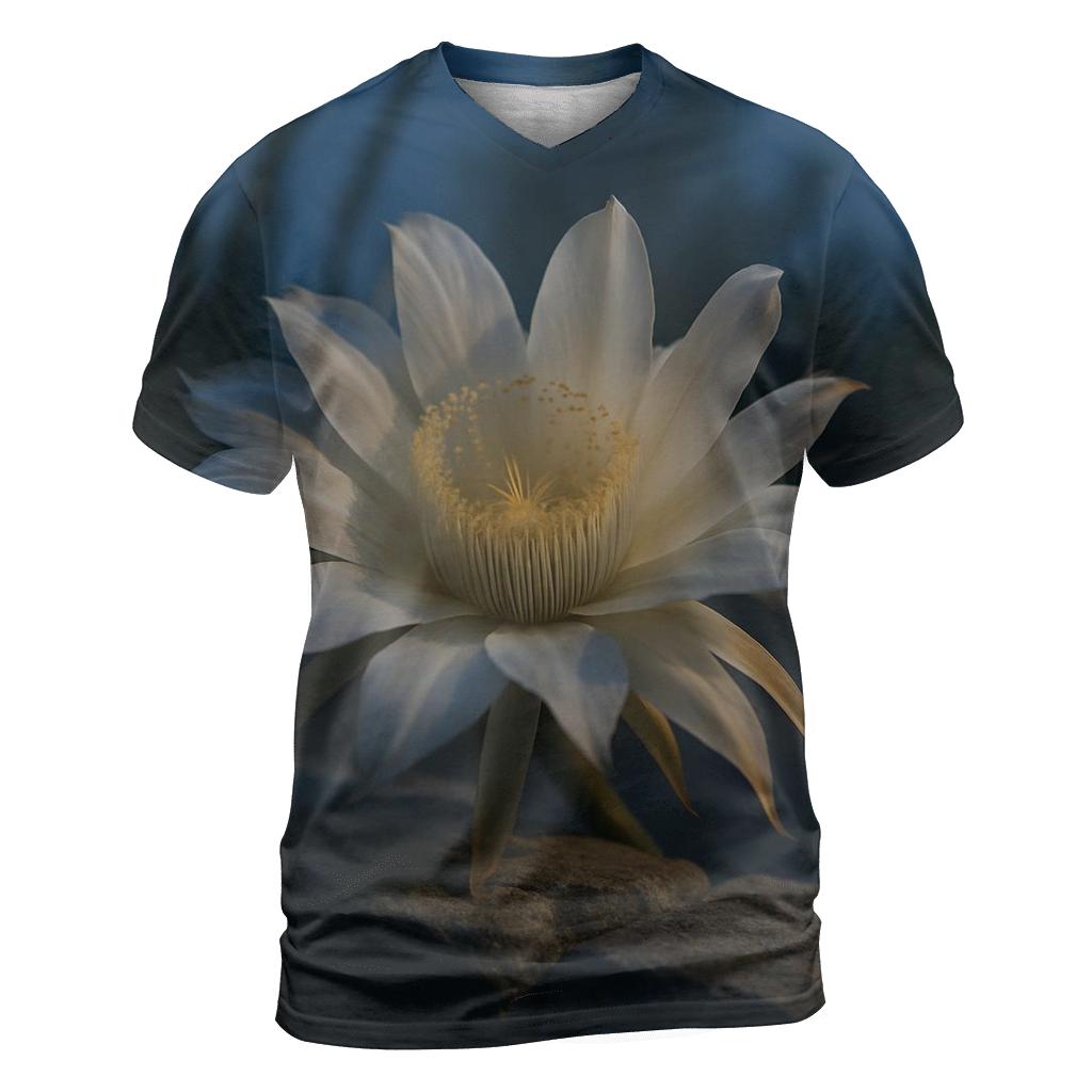 Midnight Blooming Cereus On A Desert Stone Wall trendy printed shirt styles