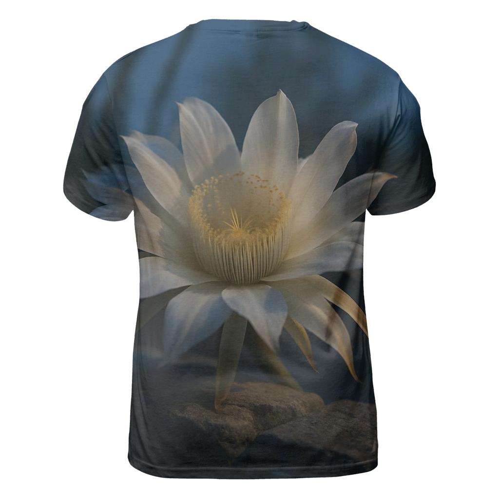 Midnight Blooming Cereus On A Desert Stone Wall trendy printed shirt styles