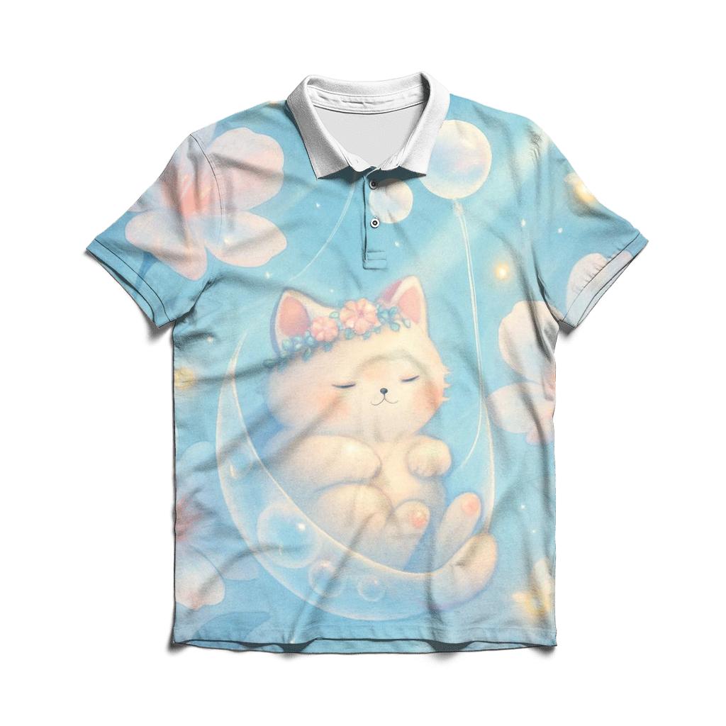 Aurora Bubble Garden Cat custom polo shirts