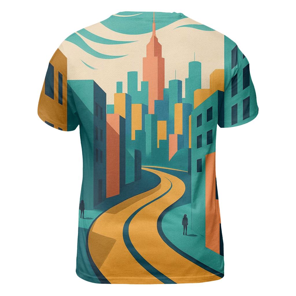 Kinetic Paper Cutout City Mirage creative print fashion shirts