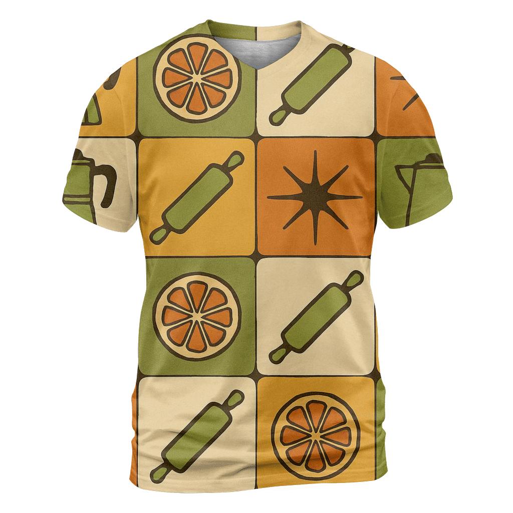 Groovy Kitchen Tile Patchwork artistic all-over print tops