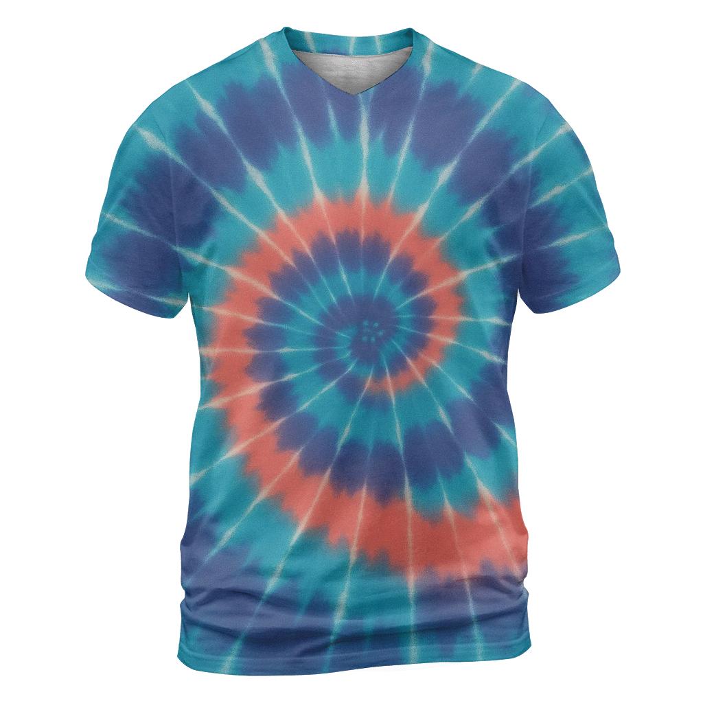 Aurora Spiral Overdye Vortex vibrant all-over design tees