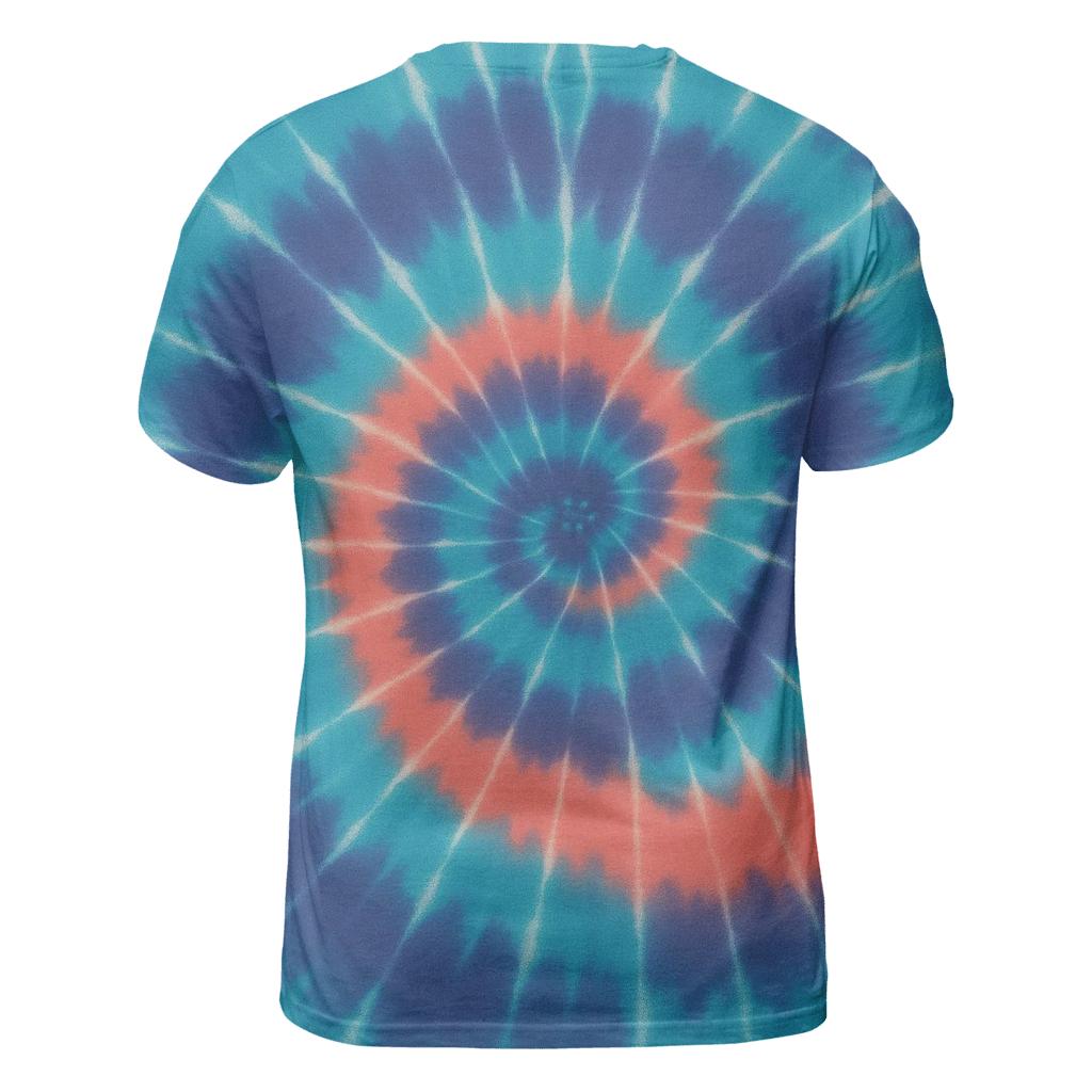 Aurora Spiral Overdye Vortex vibrant all-over design tees