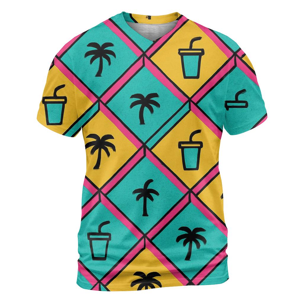 Mall Food Court Neon Tiles custom all-over print shirts
