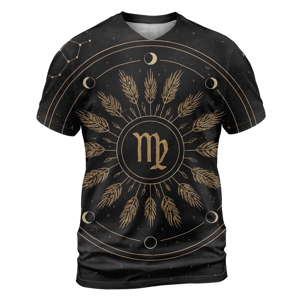 Virgo Harvest Moon Mandala Constellation Seal unique graphic print tees