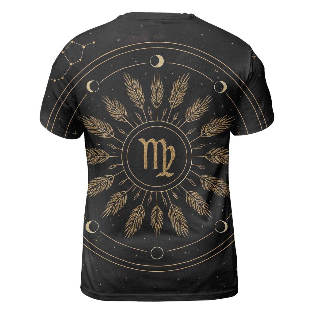 Virgo Harvest Moon Mandala Constellation Seal unique graphic print tees