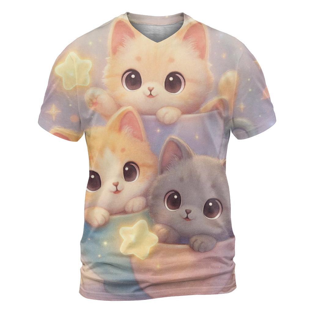 Moonlit Teacup Kittens statement graphic shirts