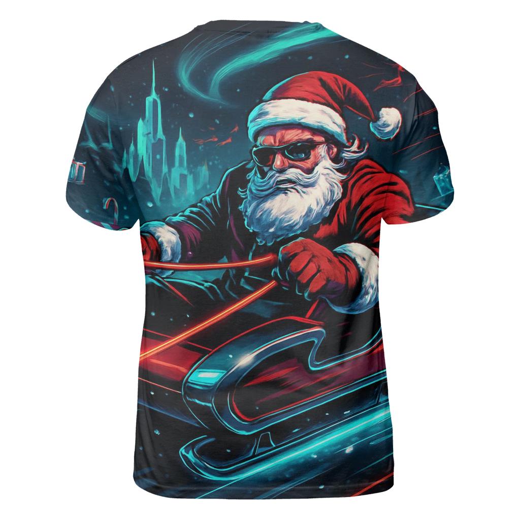 Neon Night Sleigh Drift Santa designer pattern shirts