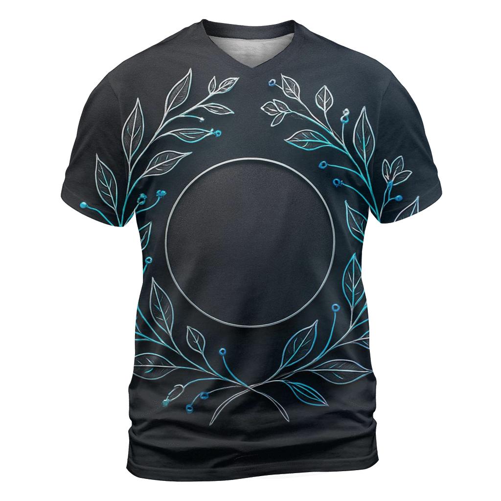 Midnight Botanical Circuit Emblem vibrant all-over design tees