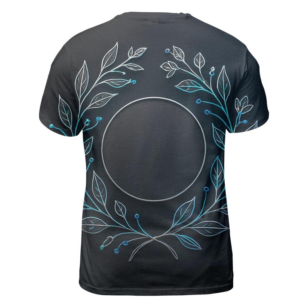 Midnight Botanical Circuit Emblem vibrant all-over design tees