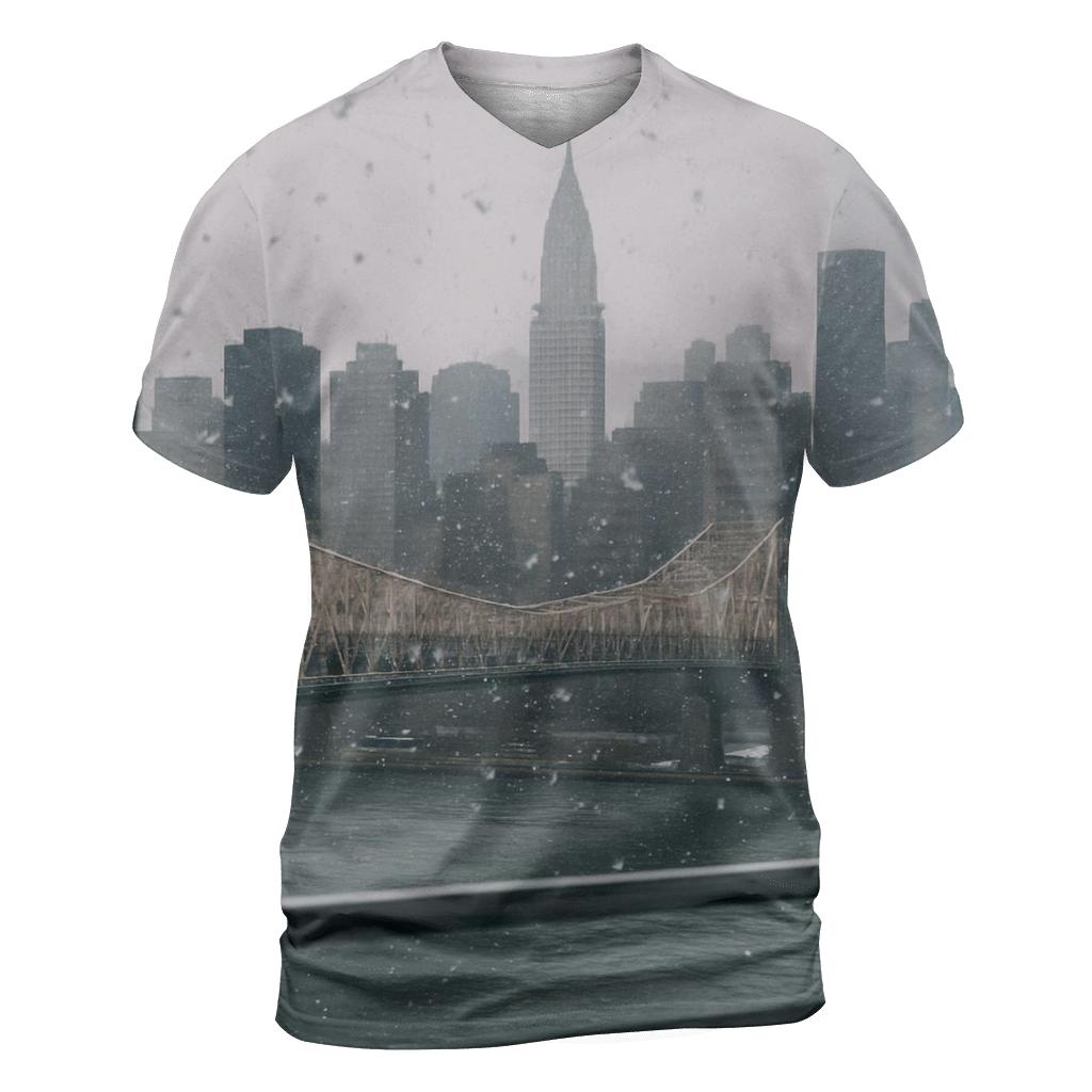 First Snowfall From Roosevelt Island Tramline View artistic all-over print tops