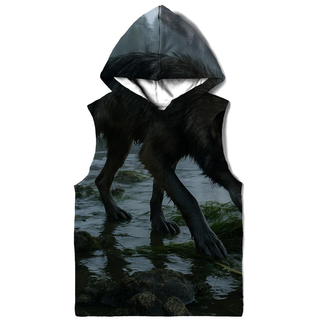 Coastal Wolf Foraging At Low Tide In A Temperate Rainforest Estuary zip-up hoodies