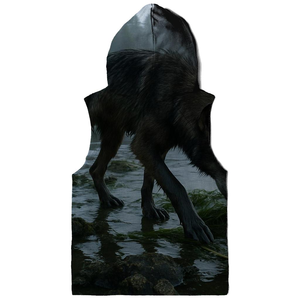 Coastal Wolf Foraging At Low Tide In A Temperate Rainforest Estuary zip-up hoodies