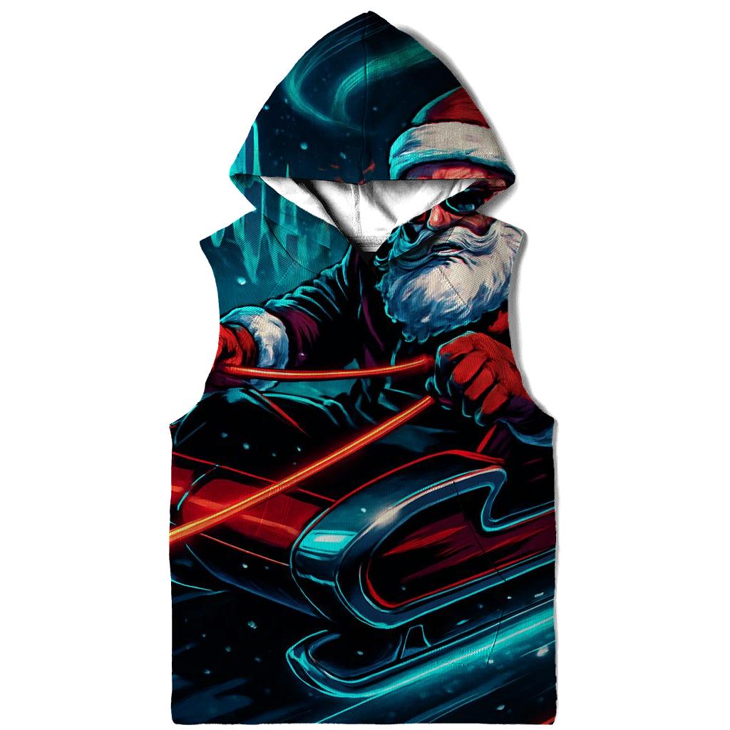 Neon Night Sleigh Drift Santa printed hoodies