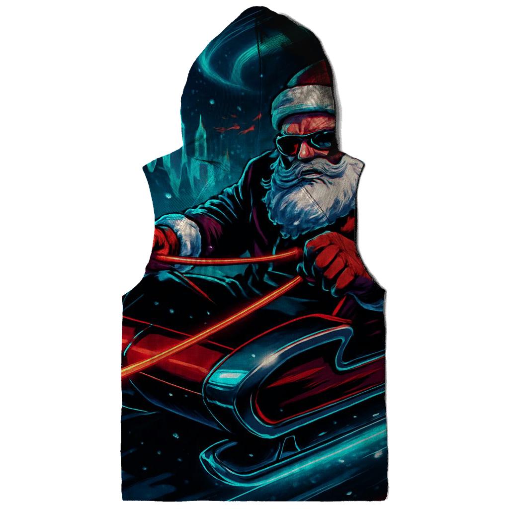 Neon Night Sleigh Drift Santa printed hoodies