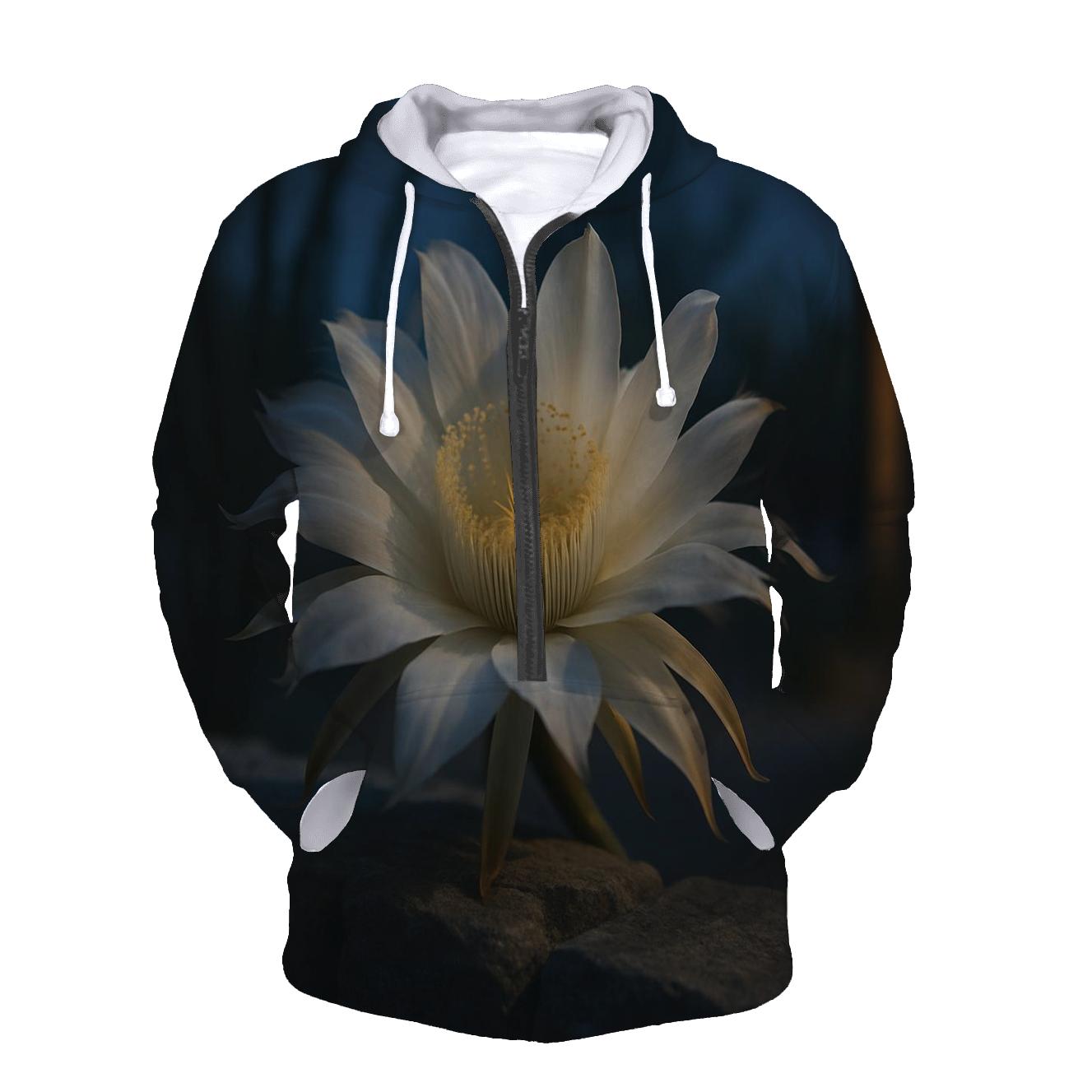 Midnight Blooming Cereus On A Desert Stone Wall hoodie trends
