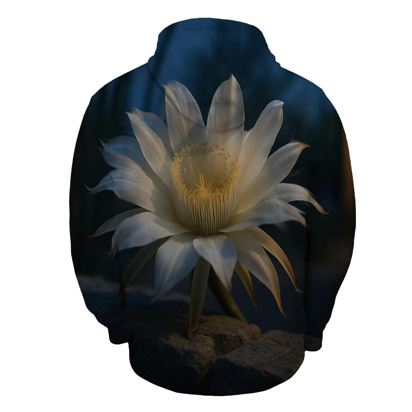 Midnight Blooming Cereus On A Desert Stone Wall hoodie trends