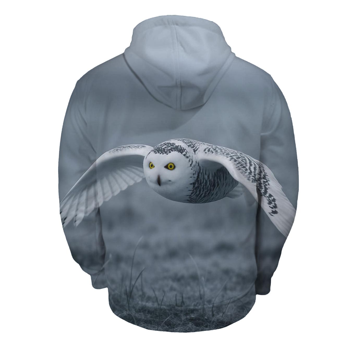 Frostline Forager Snowy Owl designer hoodies