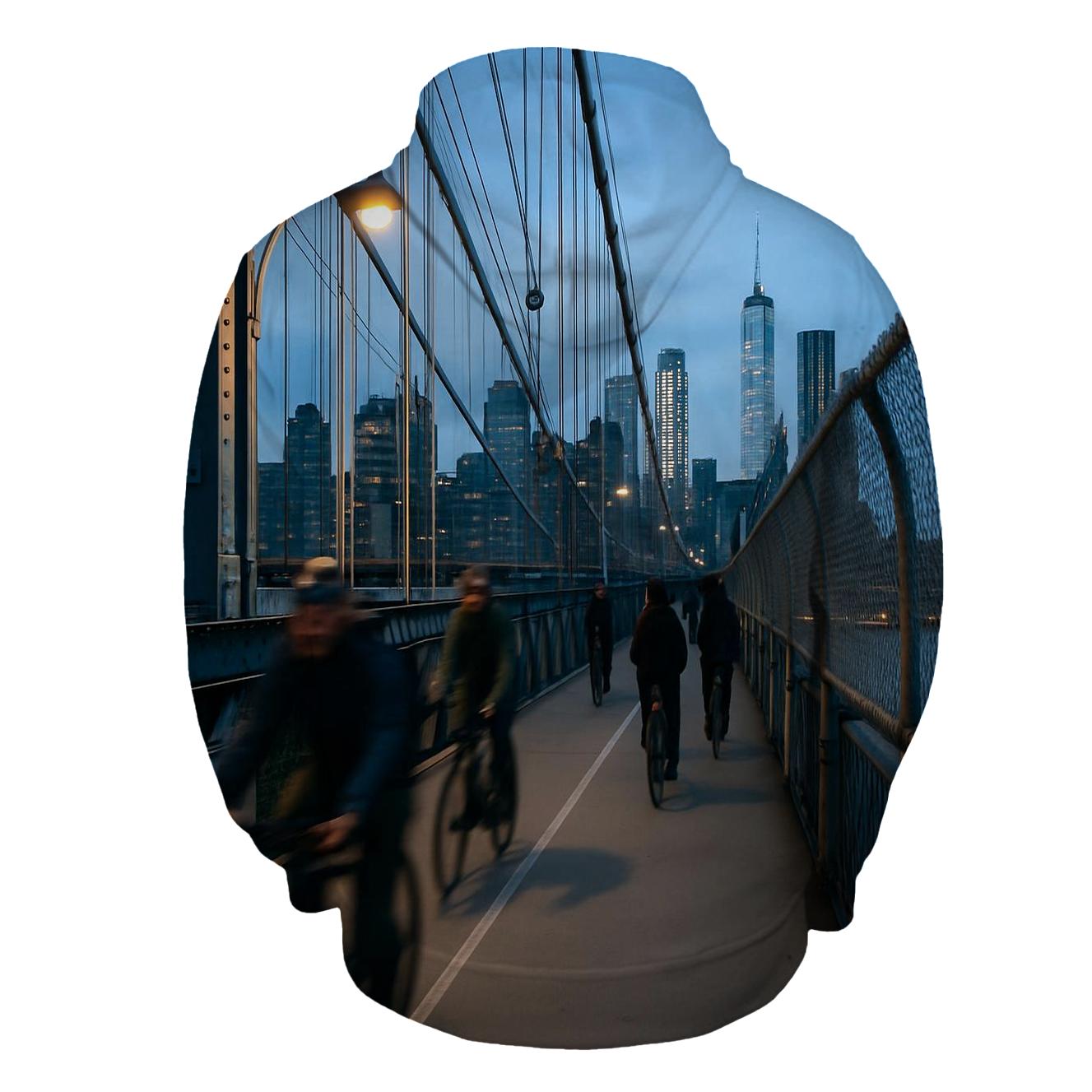 Blue Hour Commute Over The Manhattan Bridge heavyweight hoodies