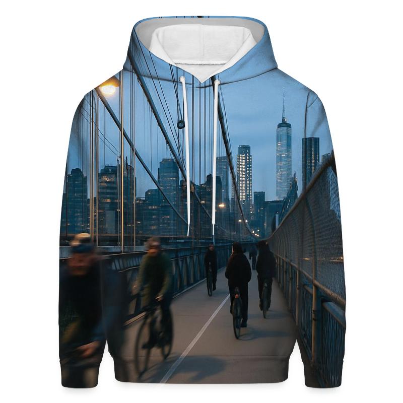 Blue Hour Commute Over The Manhattan Bridge pullover hoodies