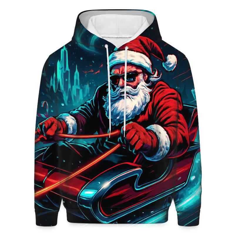 Neon Night Sleigh Drift Santa premium hoodies