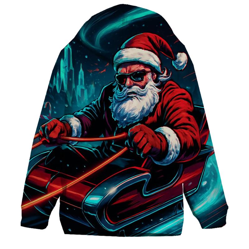 Neon Night Sleigh Drift Santa premium hoodies