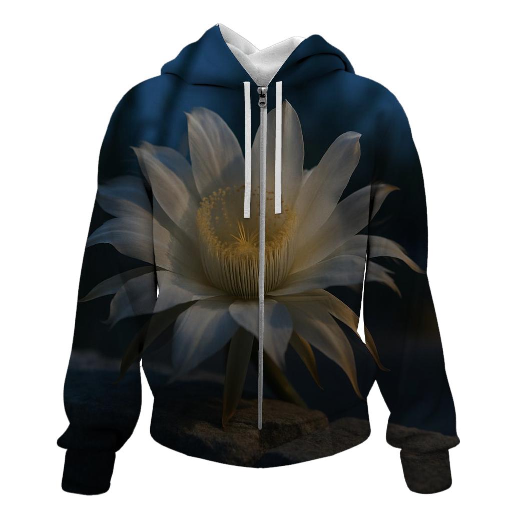 Midnight Blooming Cereus On A Desert Stone Wall pullover hoodies