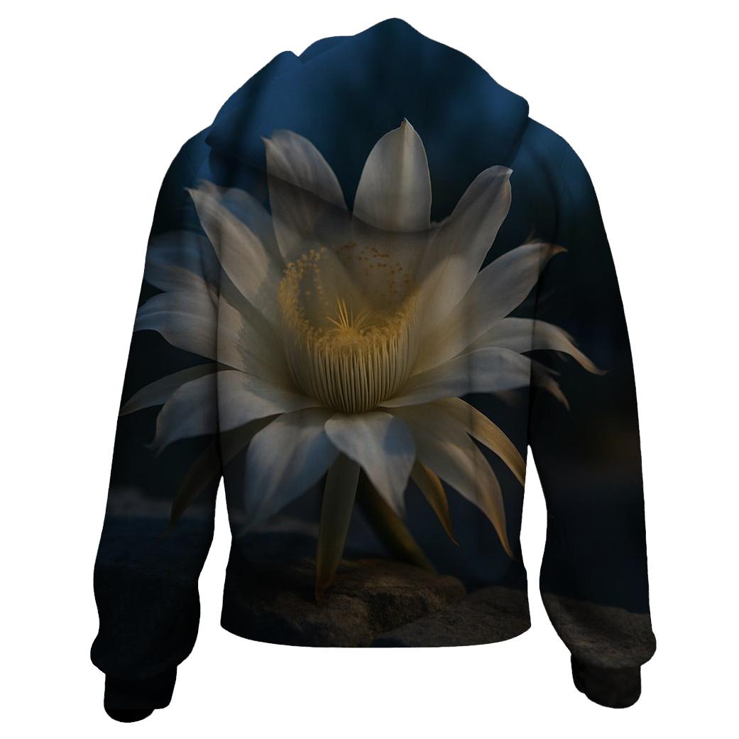Midnight Blooming Cereus On A Desert Stone Wall pullover hoodies