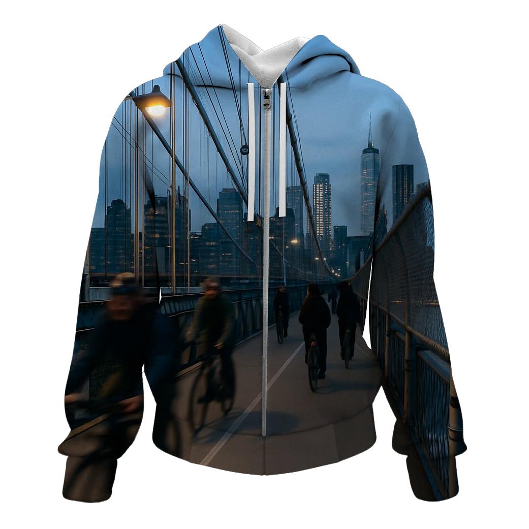 Blue Hour Commute Over The Manhattan Bridge hoodie styles