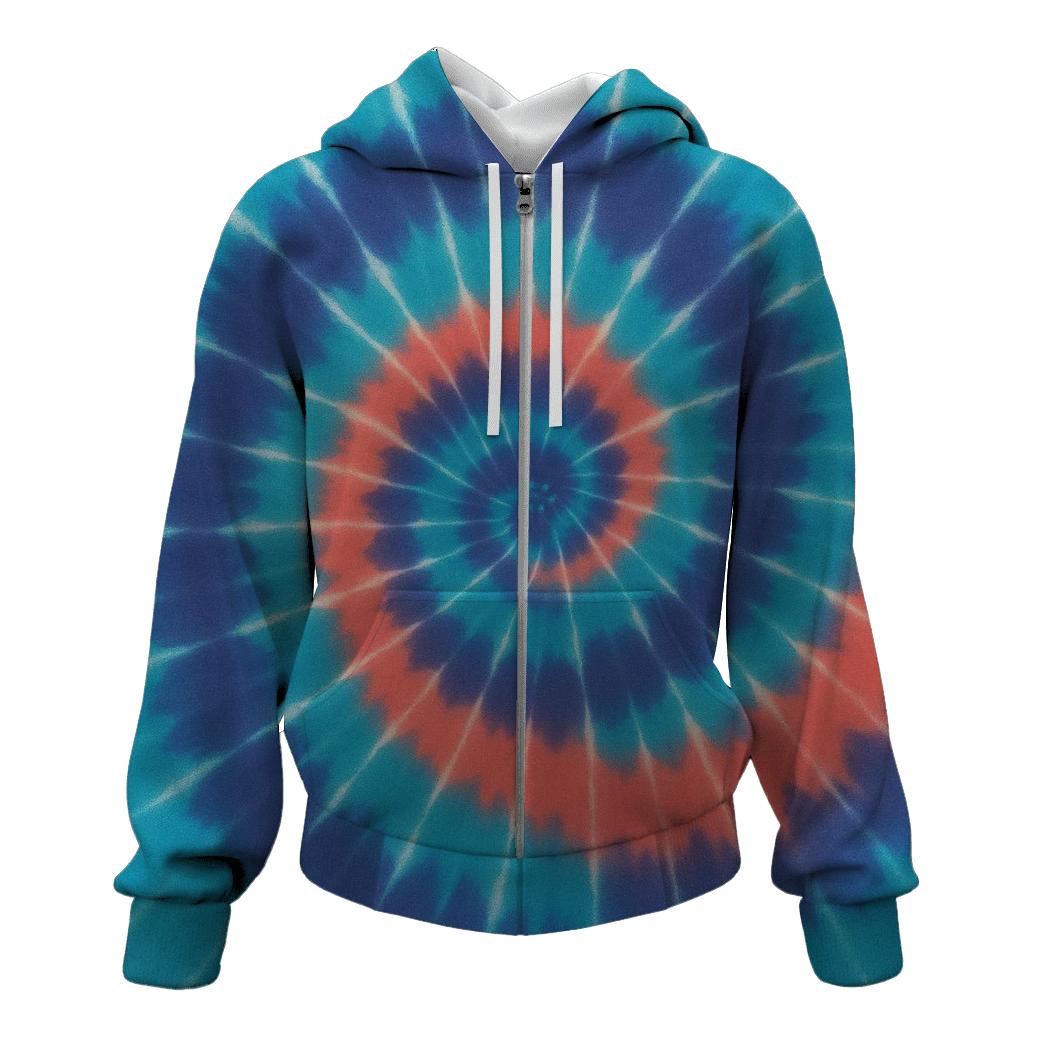 Aurora Spiral Overdye Vortex printed hoodies