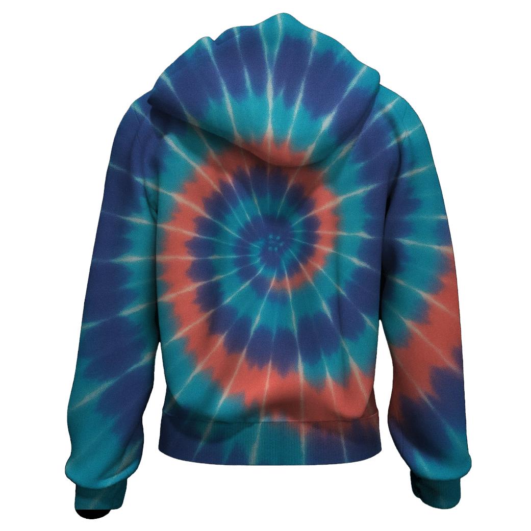 Aurora Spiral Overdye Vortex printed hoodies