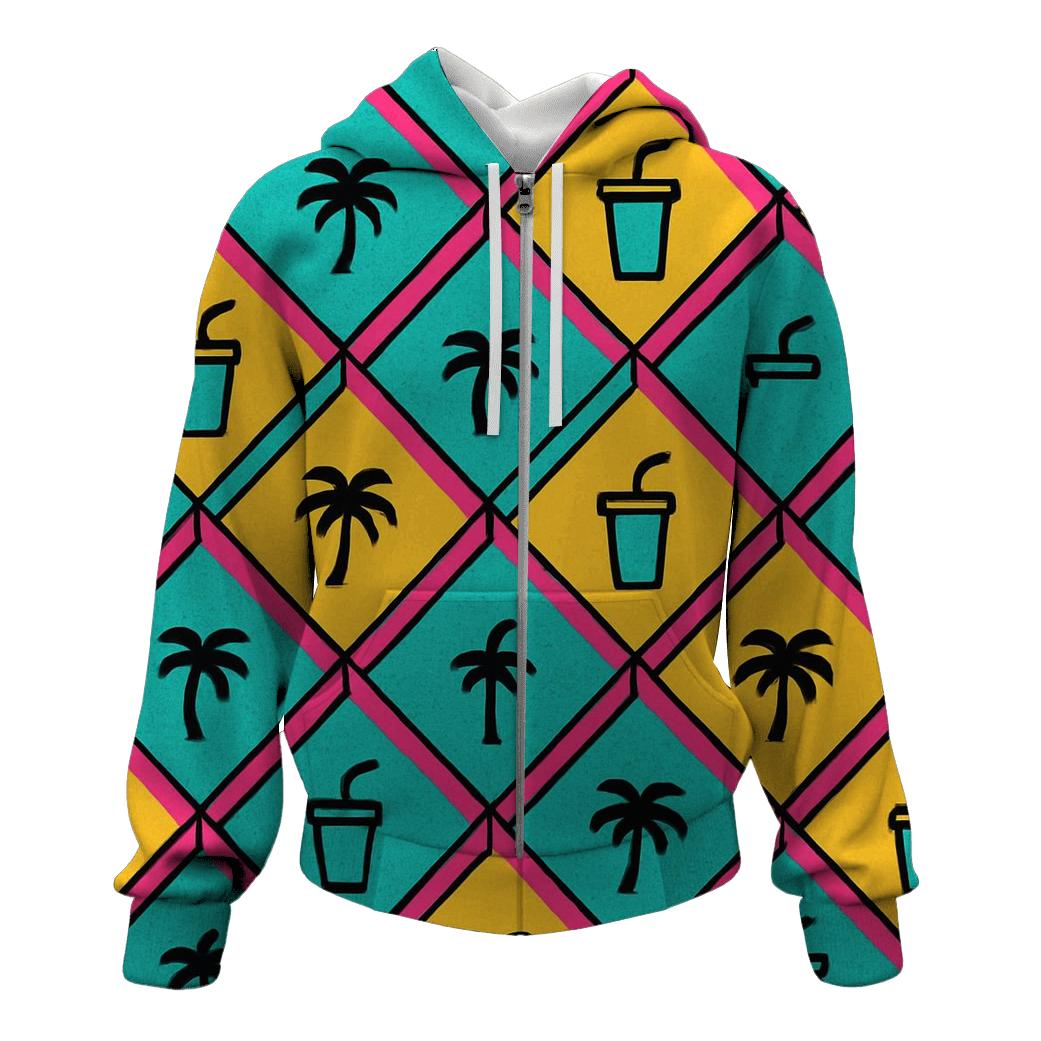 Mall Food Court Neon Tiles printed hoodies