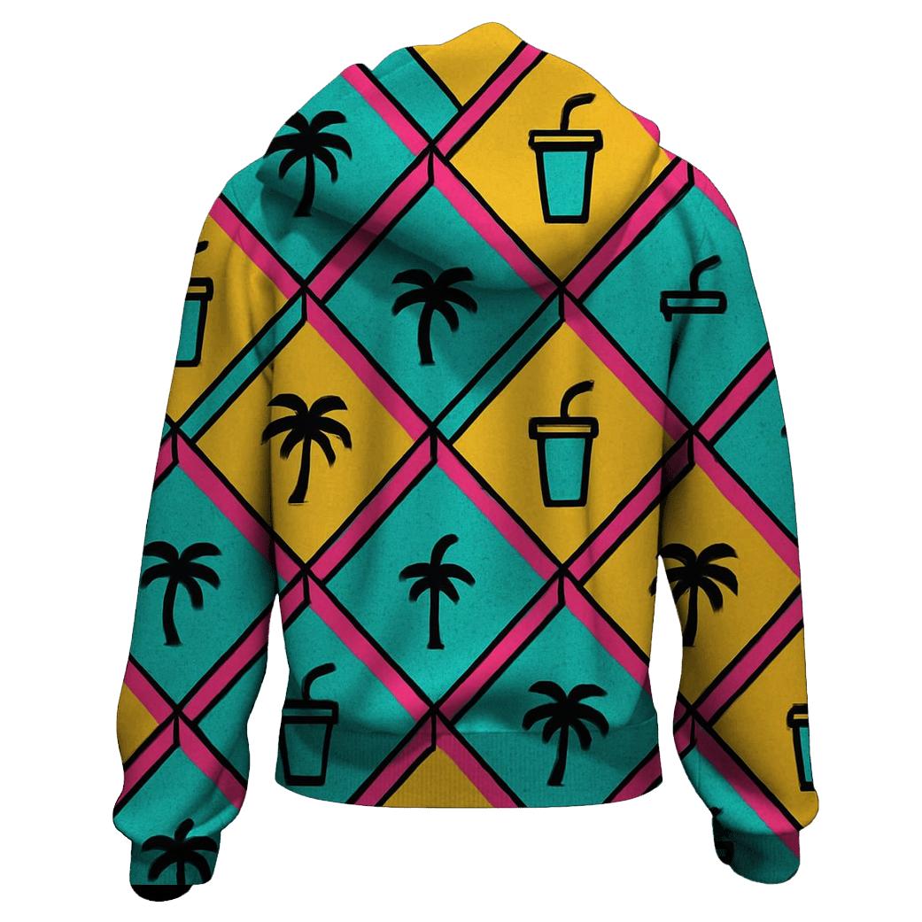 Mall Food Court Neon Tiles printed hoodies