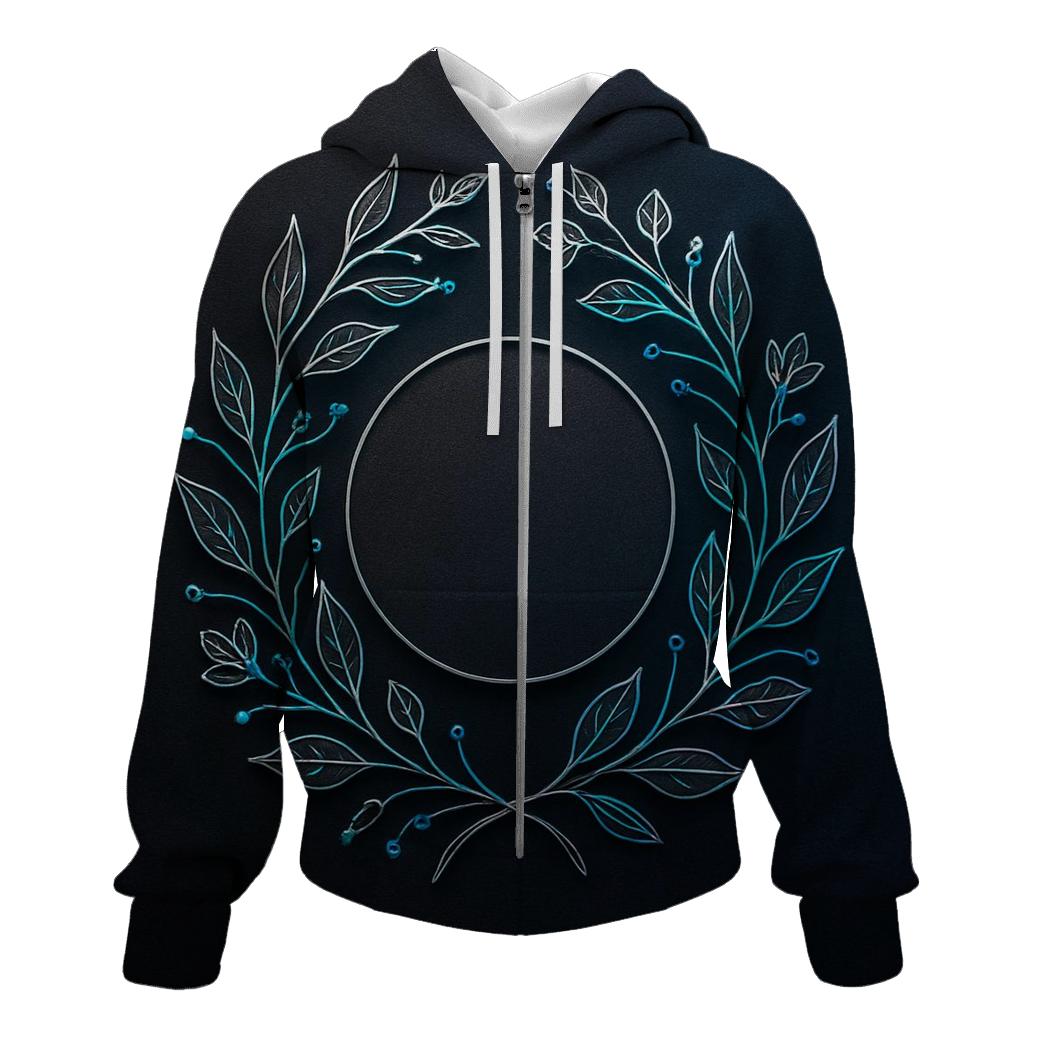 Midnight Botanical Circuit Emblem lightweight hoodies