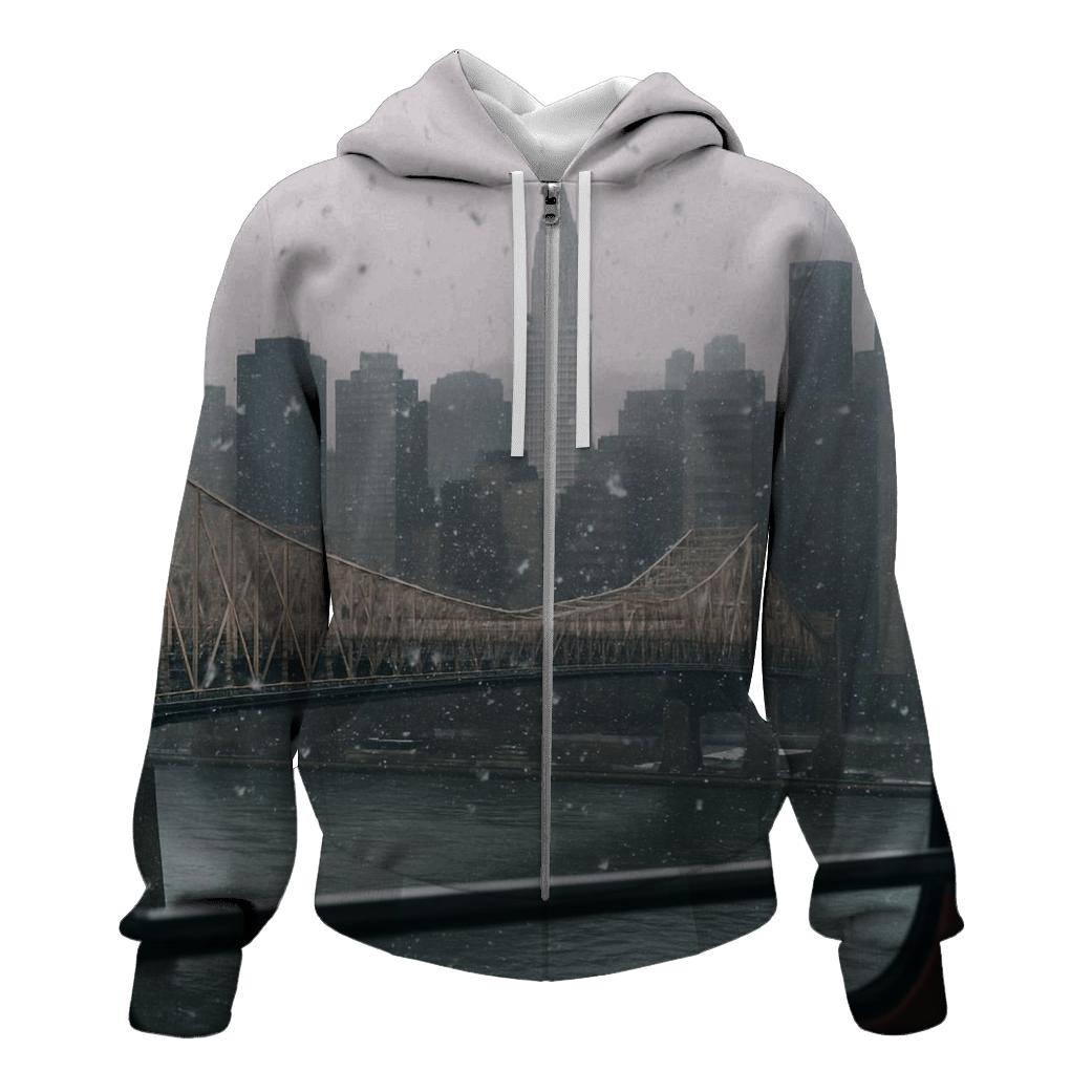 First Snowfall From Roosevelt Island Tramline View custom hoodies