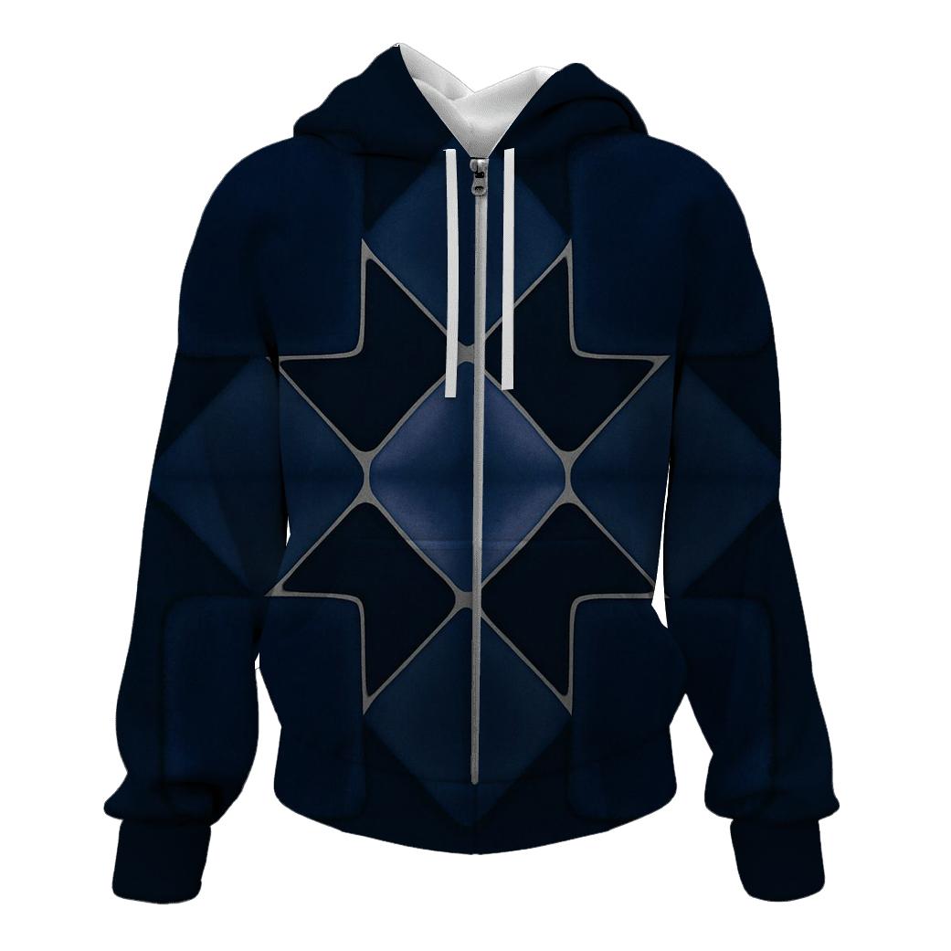 Lunar Itajime Eclipse Grid zip-up hoodies