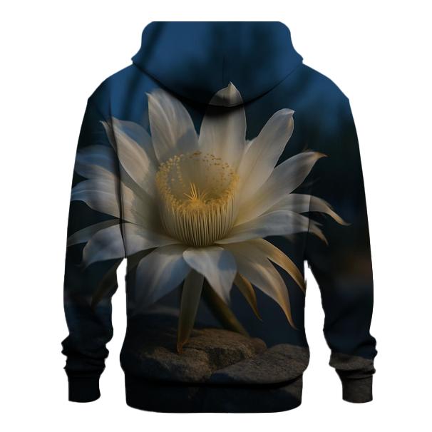 Midnight Blooming Cereus On A Desert Stone Wall hoodie designs