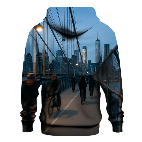 Blue Hour Commute Over The Manhattan Bridge heavyweight hoodies