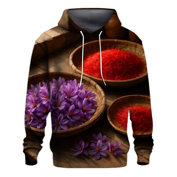 Saffron Crocus Threads Drying On Cedar Trays In A Mountain Kitchen embroidered hoodies